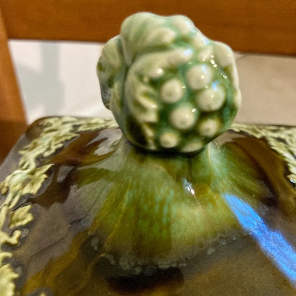 Vintage Green Ceramic 1950s Compote with Sailing Boat Detail - Japan - Picture 10 of 10